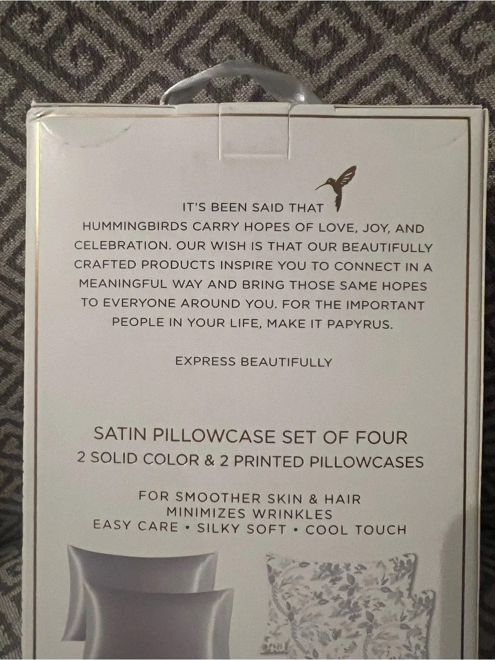 NEW PAPYRUS satin pillowcases. 4 Pcs. Light grey. Standard pillow case size.